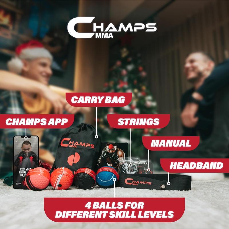 Boxing Reflex Ball Set with Punch Counter App– 4 Boxing Balls with Varying Weights, Headband and 4 Spare Strings to Improve Speed, Hand-Eye Coordination for Men, Kids Boxing Equipment MMA Gear Gift