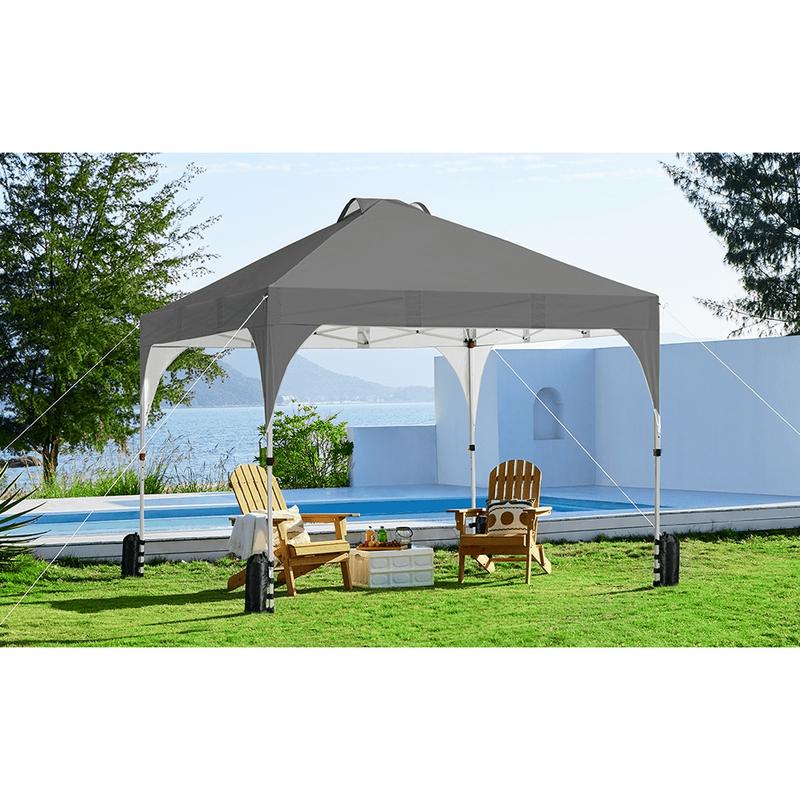 Costoffs 10x10 FT Pop Up Canopy Tent, Portable Instant Heavy-Duty Canopy, UPF 50+ Water-resistant Adjustable Canopy with Roller Bag & Sandbags & Guy Lines & Ground Stakes