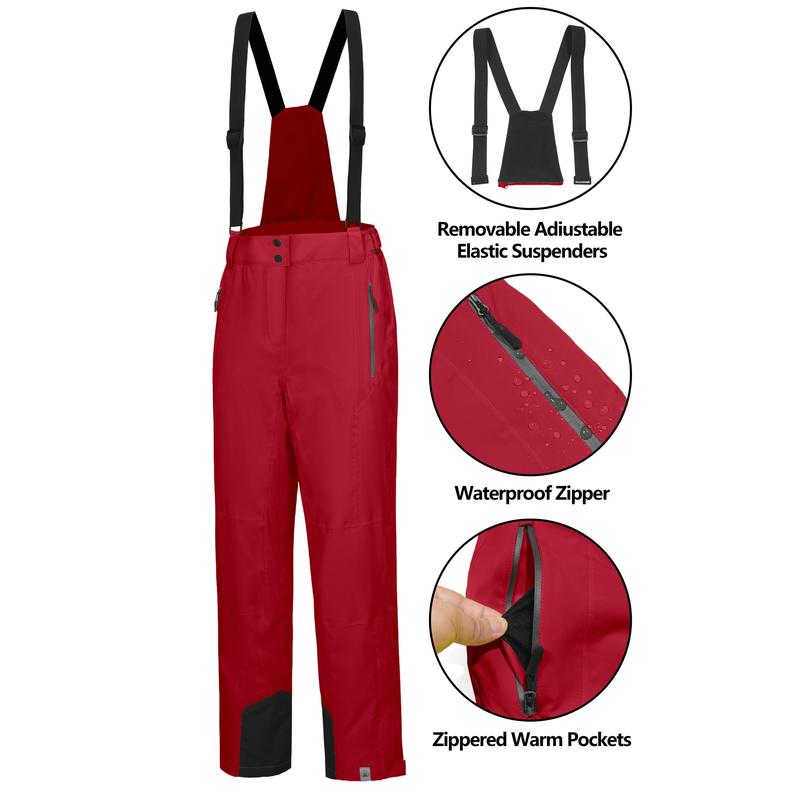 Women's Waterproof Windproof Ski Detachable Bib Pants