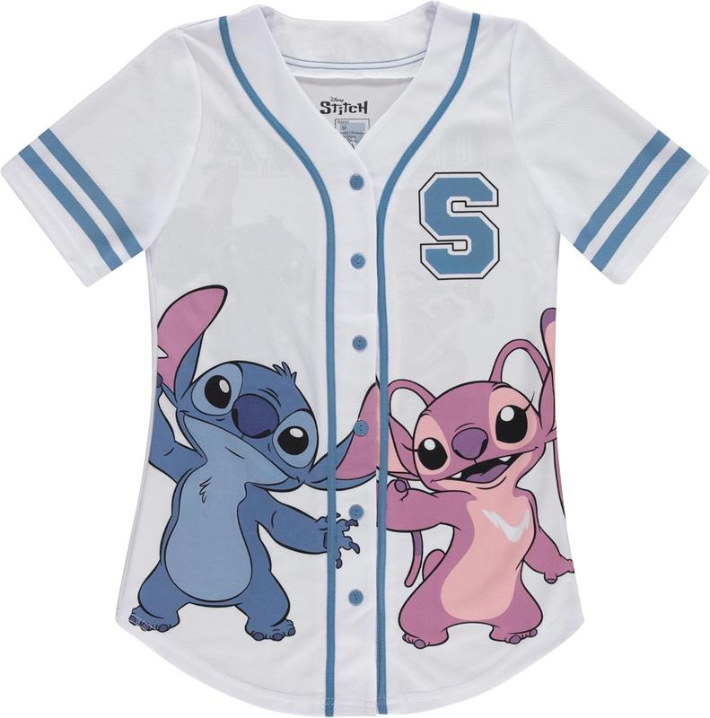 DISNEY MICKEY & CO. Disney Ladies Lilo and Stitch Shirt - Ladies Classic Lilo and Stitch Baseball Jersey Lilo and Stitch Mesh Jersey