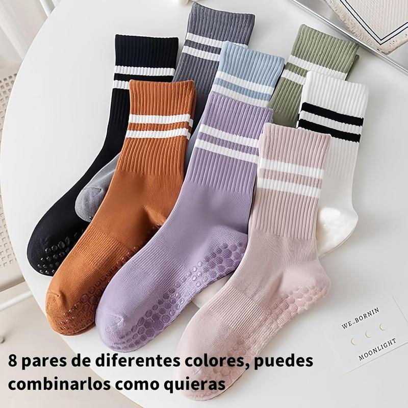 8 Pairs of Women's Non-Slip Yoga Socks for Yoga, Pilates, Dance and more, available in a variety of colors.