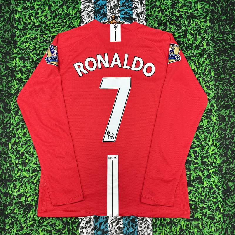 Nike 07-08 Champions League Manchester United Retro Long Sleeve NO.7 Cristiano Ronaldo Soccer Jersey