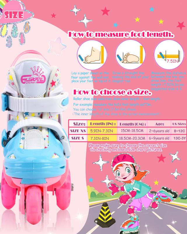 Adjustable Roller Skates for Kids Girls Ladies with Light Up Flash LED Wheels(Age 3-9),Three-Point Type Balance,Gift Box Packing for Toddlers,Children,Youth, Teenagers adjustable roller