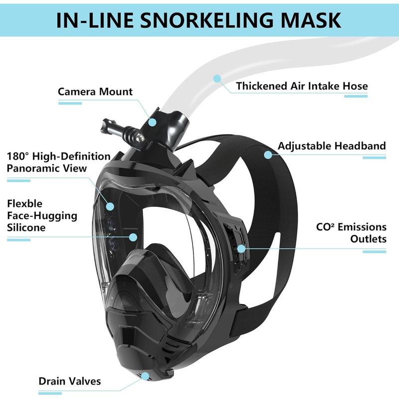 Underwater Breathing Device with Snorkel Mask (S M or L XL), Portable Motorless Tankless Snorkel Breathing System, 6.5FT Hose Diving Equipment for Snorkeling, Scuba Diving, Swimming, Fishing snorkelmask snorkelling