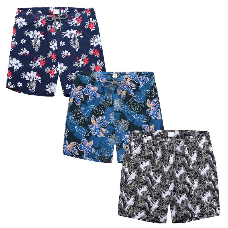 Mens Swimming Trunks Swim Shorts Summer Bathing Suit Swimwear Beachwear with Pockets Male Digital Print Drawstring Tie Elastic Waist Beach Shorts