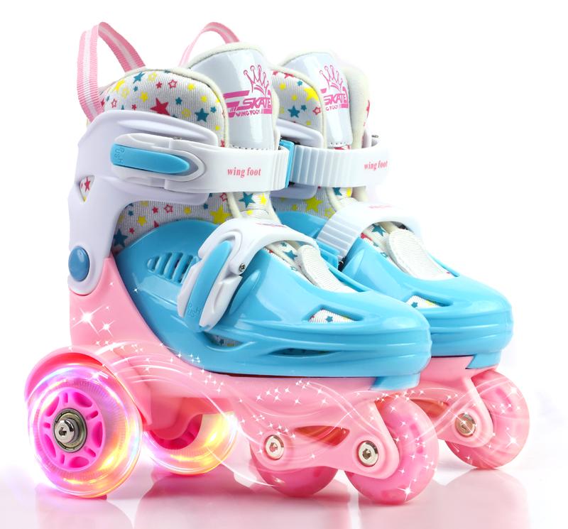 Adjustable Roller Skates for Kids Girls Ladies with Light Up Flash LED Wheels(Age 3-9),Three-Point Type Balance,Gift Box Packing for Toddlers,Children,Youth, Teenagers adjustable roller