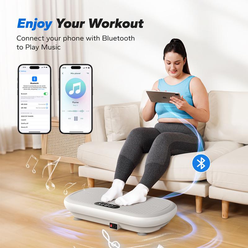 MERACH High-Power Vibration Plate Exercise Machine,440lbs Weight Capacity, Bluetooth Remote Control, 4 Workout Modes for Efficient Fat Burning