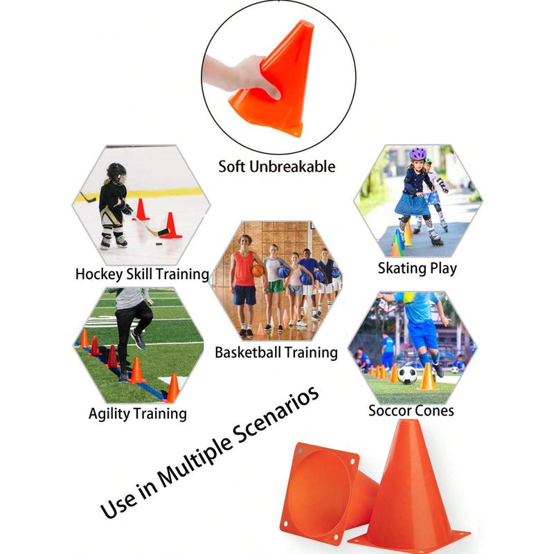 7 Inch Soccer Cones, 24 Pack Cones Sports Training Agility Field Marker Plastic Cones For Skating Basketball Football Practice Drills, Indoor Outdoor Activity Events Games Obstacle Course