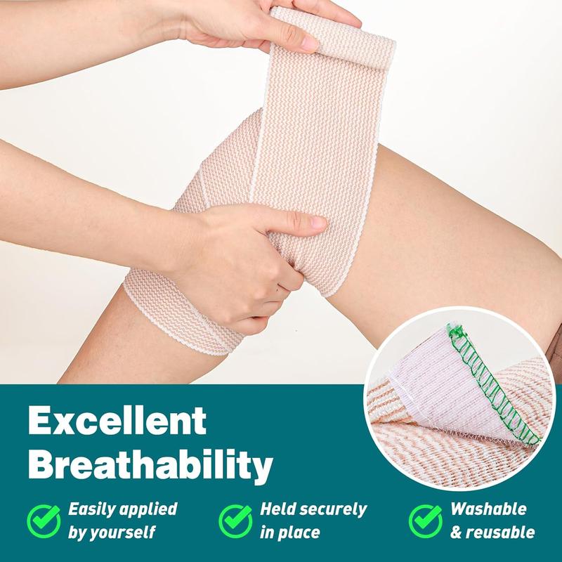 4 in Premium 15 Pack Elastic Bandage Wrap, Lymphedema Wraps for Legs, Ankle, Knee, Tummy, Body Wrap, Compression Leg Wraps, Latex-