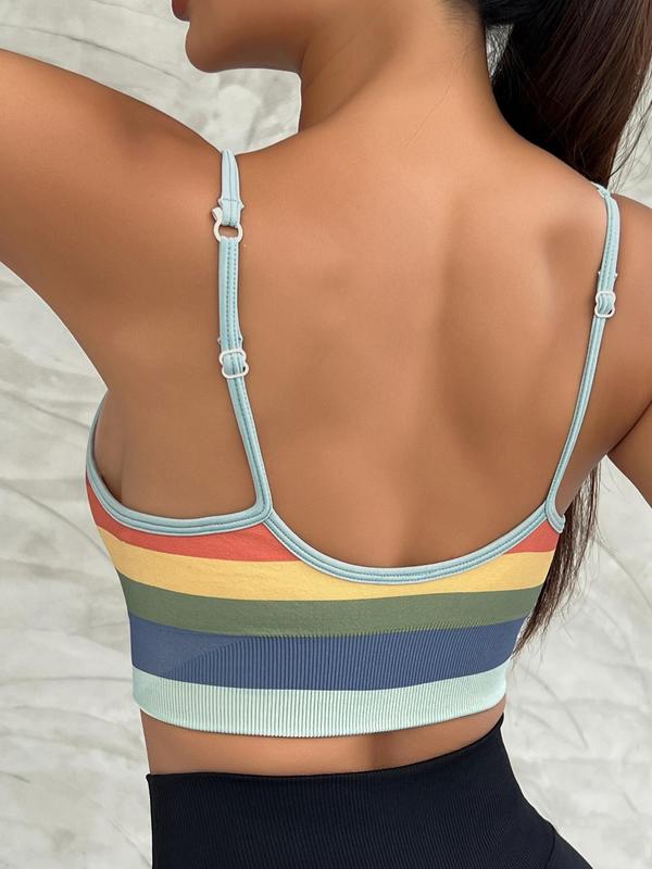 Women's Solid Backless Sports Bra, Breathable Comfortable Adjustable Strap Sports Bra for Gym Workout Exercise Yoga, Sports Bra for Women, Ladies Summer Sportswear Clothing