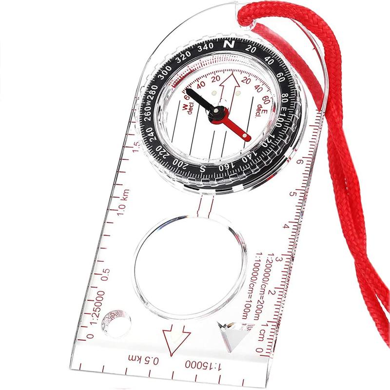 Multifunctional Waterproof Navigation Compass, Ruler with Adjustable Lanyard, Multifunctional Compass for Explorer Hiking & Navigation