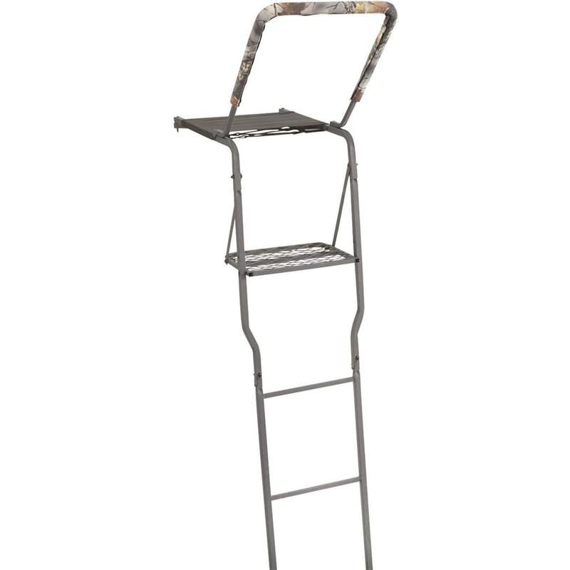 Hunting Ladder Tree Stand with Shooting Rail, Elevated Climbing Mesh Seat, Hunting Gear Equipment Accessories