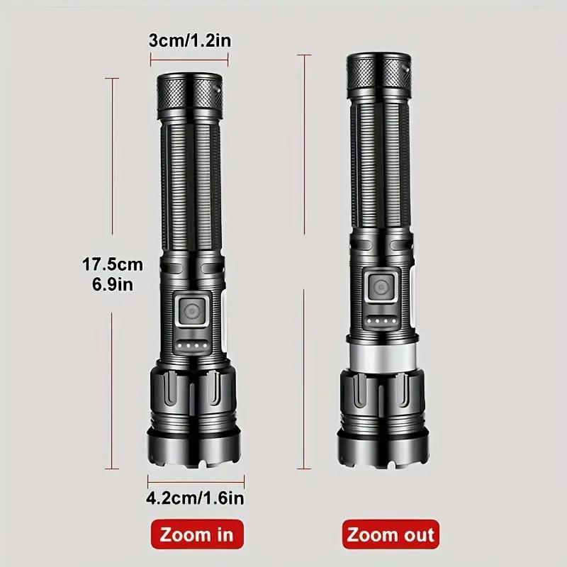 Laser Flashlight High Lumens Rechargeable , Super Bright Led Flashlights with 7 Light Modes, IPX6 Waterproof, Powerful Handheld Flash Light for Camping Home Emergencies