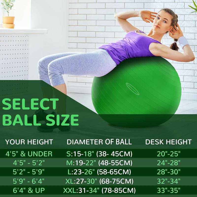 Anti-Burst and Slip Resistant Exercise Ball Yoga Ball Fitness Ball Birthing Ball with Quick Pump, 2,000-Pound Capacity, Multiple Colors and Sizes Fitvids