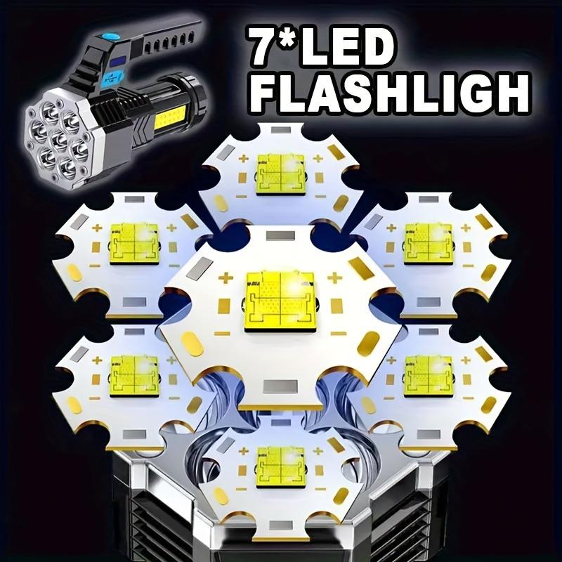 1pc high-power 7-led cob flashlight torch-rechargeable portable outdoor lantern with built-in battery and USB charging function