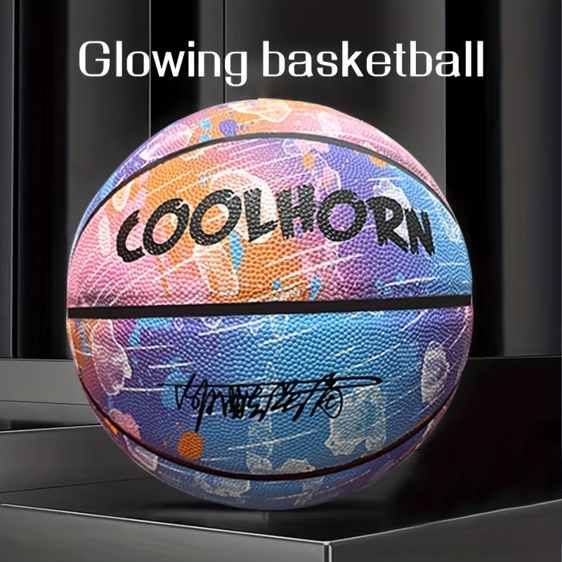 Size 7 Night-Play Glow-in-the-Dark Basketball - Durable PU Leather for Indoor Outdoor, Enhanced Grip&Control for Exciting Games