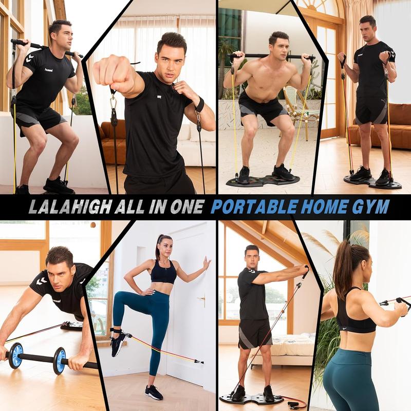 LALAHIGH Portable Home Gym System for Men and Women: Push Up Board, Different Fitness Accessories with Resistance Bands dynamic handles and nonslip pads-Professional Strength Training Exercise