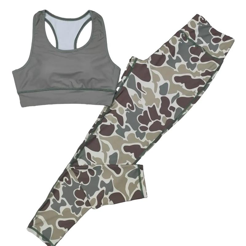 Camouflage Workout Outfit for Women - Two Piece Set