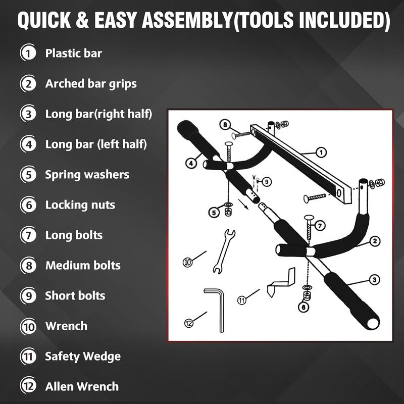 Upgrade Doorway Pull Up Bar - Max Capacity 440 lbs, Portable Fitness Workout Bar