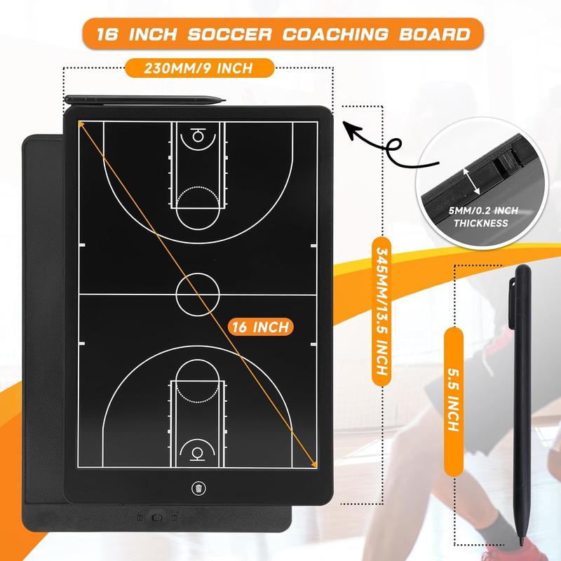 16 Inch Electronic LCD Basketball Coaching Board,Digital Strategy Marker Board with Pen for Basketball Game,Training,Teaching ZEMBSOYA