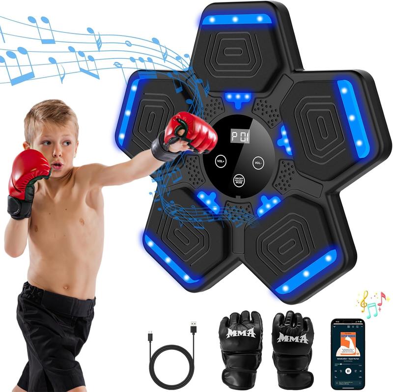 Music Boxing Machine with Boxing Gloves, Wall Mounted Boxing Machine with LED, Music Boxing Target Bt Workout Punching Equipment for All Age(Upgrade)