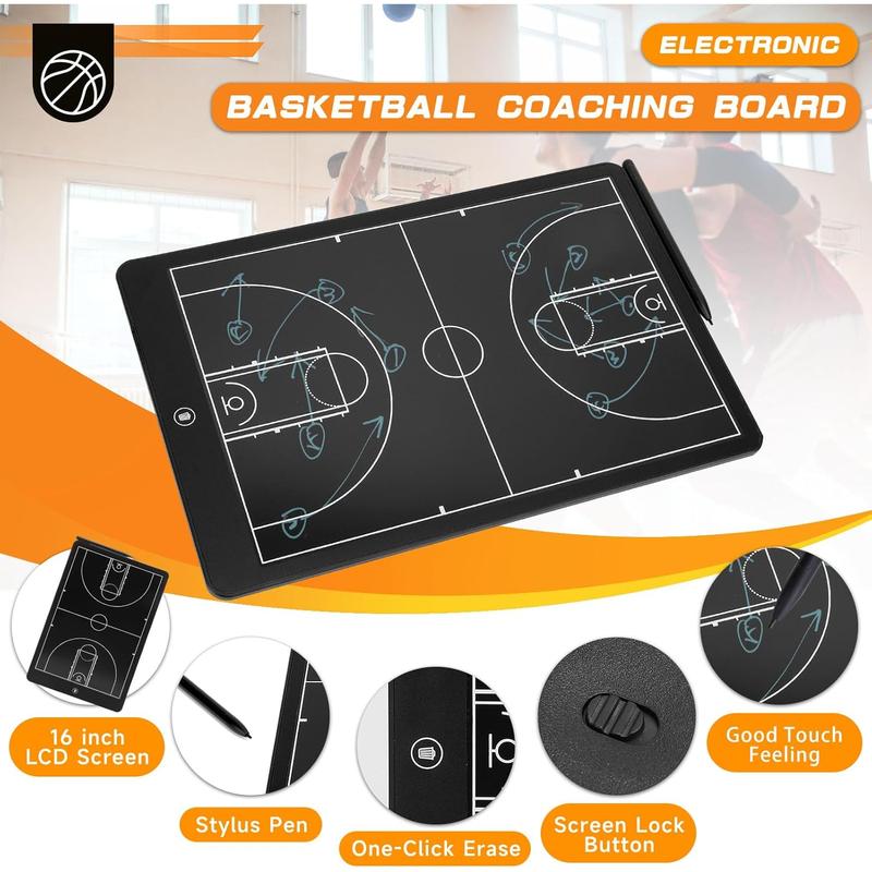 16 Inch Electronic LCD Basketball Coaching Board,Digital Strategy Marker Board with Pen for Basketball Game,Training,Teaching ZEMBSOYA