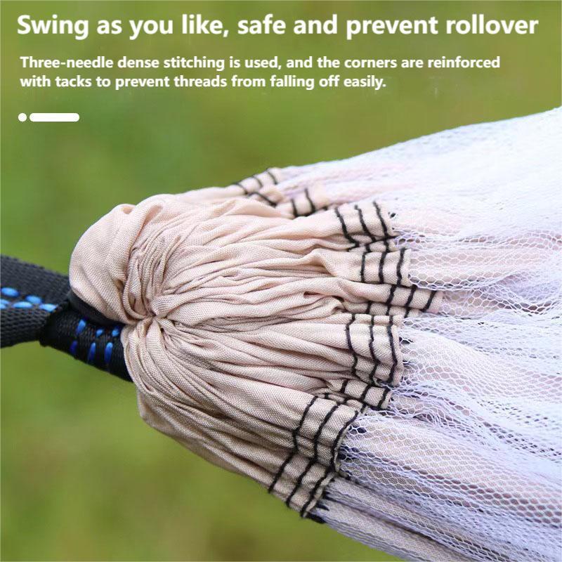 Double Anti-Rollover Outdoor Hammock with Anti-Mosquito Protection - 210T Nylon Spun Pole