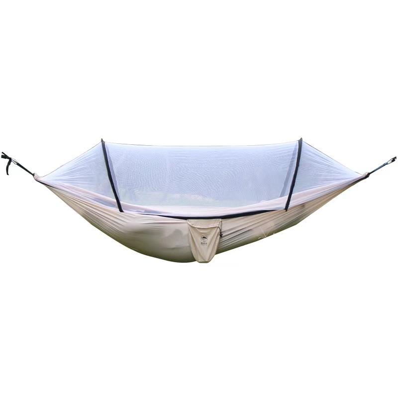 Double Anti-Rollover Outdoor Hammock with Anti-Mosquito Protection - 210T Nylon Spun Pole