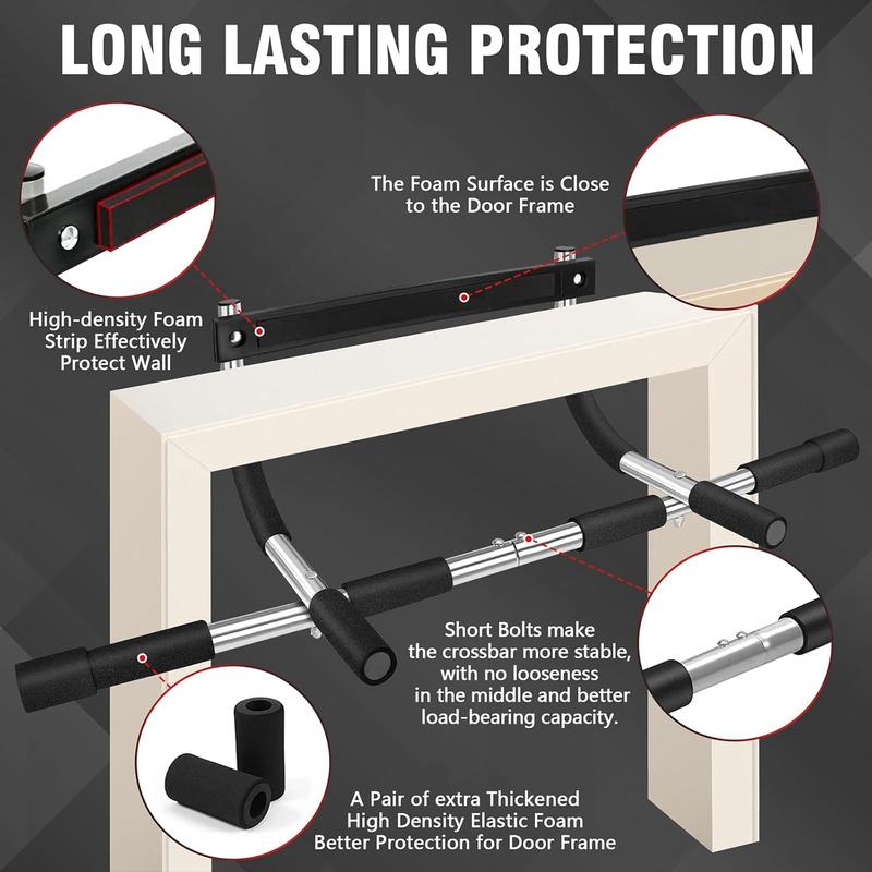 TOPO Upgrade Pull Up Bar for Doorway Multi-Grip Chin Up Bar Heavy Duty Pull Up Bar