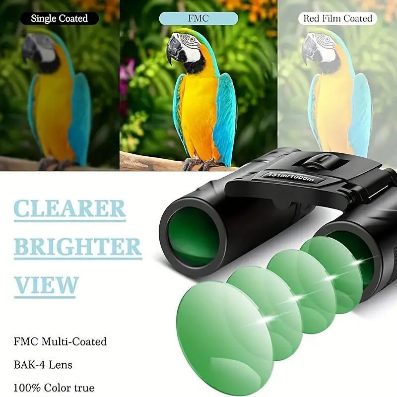 High Definition Professional Binoculars, Foldable Binoculars with BAK4 Prism & FMC Lens, Wide Angle Viewing Binoculars for Bird Watching, Travel, Sports Event, Concert