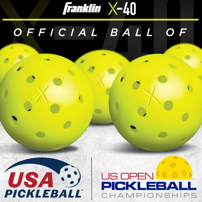 Franklin Sports X-40 Outdoor Pickleballs - USAPA - Regulation Size - Optic Yellow - 6 Pack - 0.92oz