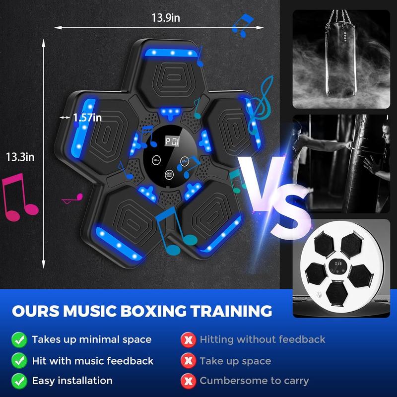 Music Boxing Machine with Boxing Gloves, Wall Mounted Boxing Machine with LED, Music Boxing Target Bt Workout Punching Equipment for All Age(Upgrade)